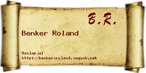 Benker Roland névjegykártya